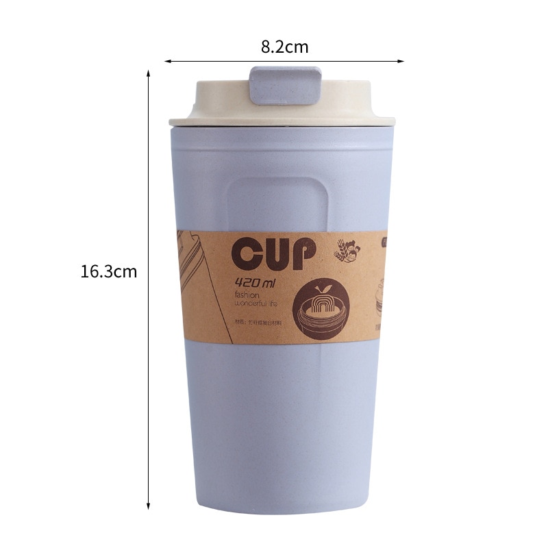 3 Colors Bamboo Fiber Cups Office Travel Coffee Large Capacity Leak Proof Water Bottle