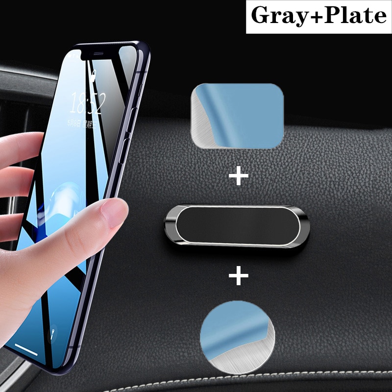 Magnetic Car Phone Holder Dashboard Mini Strip Shape Stand For iPhone Samsung Xiaomi Metal Magnet GPS Car Mount
