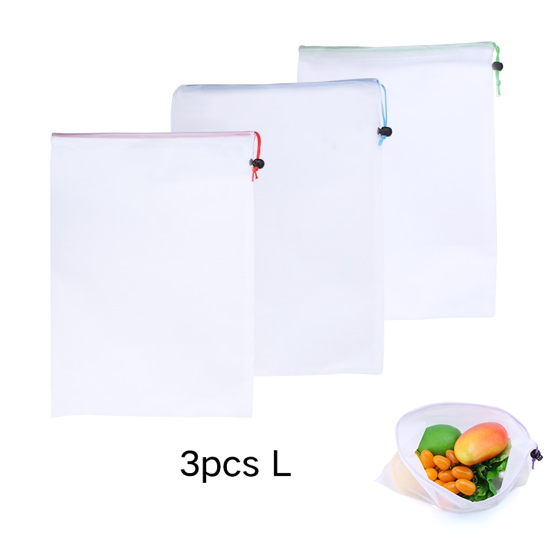 3/9/15pcs Reusable Vegetable Fruit Mesh Produce Bags Colorful Tape Washable Eco-Friendly Bags for Storage Toys Sundries