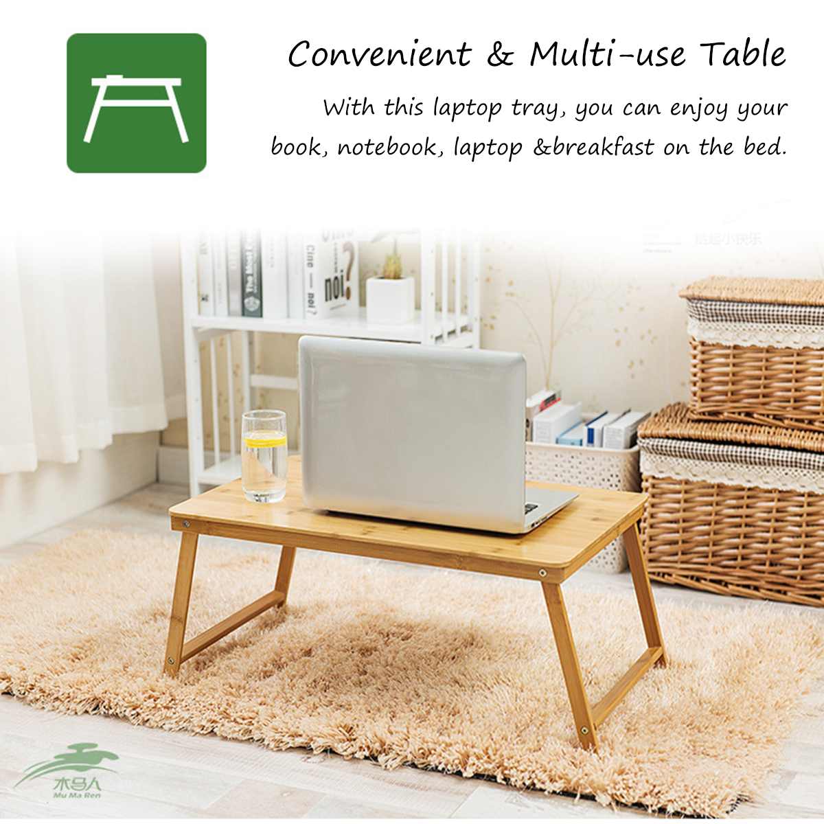 New Bamboo Material Foldable Laptop Notebook Lap PC Folding Desk Computer Desk Portable Table Vented Stand Bed Tray