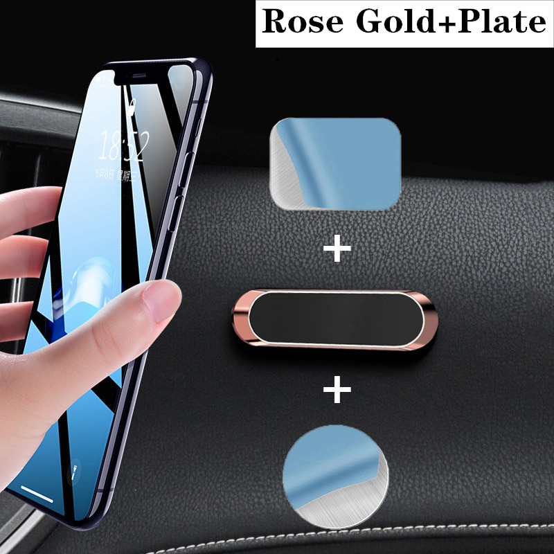 Magnetic Car Phone Holder Dashboard Mini Strip Shape Stand For iPhone Samsung Xiaomi Metal Magnet GPS Car Mount
