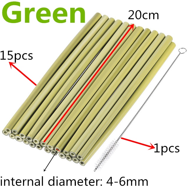 15Pc/Set 20cm Bamboo Straw Reusable Drinking Straws For Party Birthday Wedding Bar Tool
