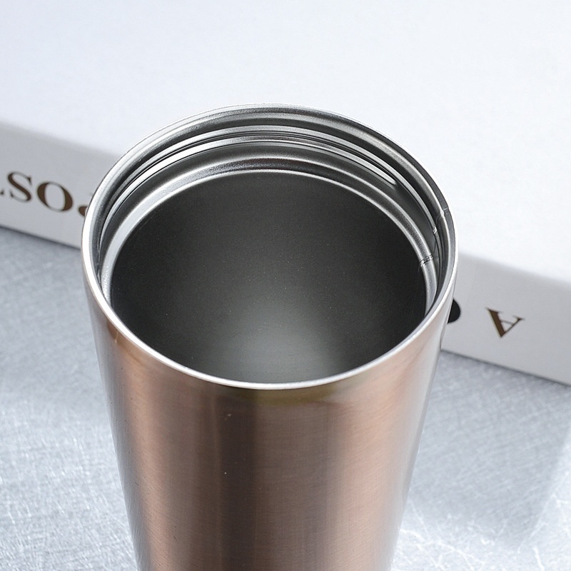 500ml Stainless Steel Coffee Mug with Lid Metal Cup Drink Straw