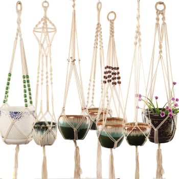 Hot Sales 100% Handmade Macrame Plant Hanger Flower /pot Hanger For Wall Decoration Countyard Garden