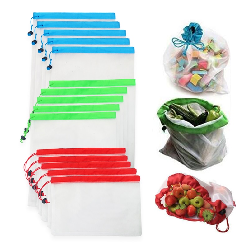 Reusable Mesh Produce Bags Washable Eco Friendly Bags for Grocery Shopping Storage Fruit Vegetable Toys Sundries Bag